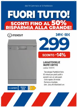 LAVASTOVIGLIE INDESIT IN2FE13DT9S